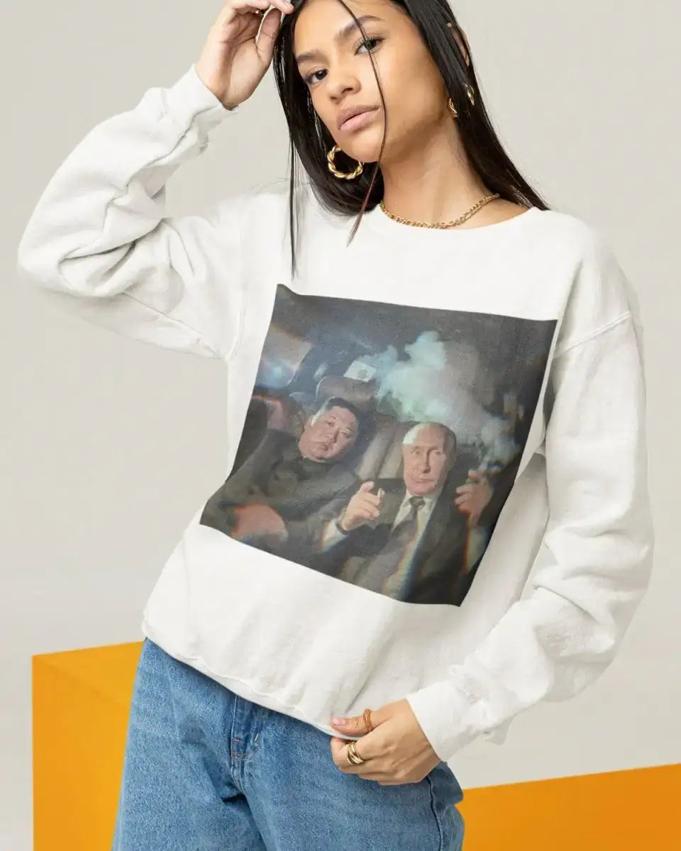 S302 - Sweatshirt - Putin & Kim Driving - Funny Outfits